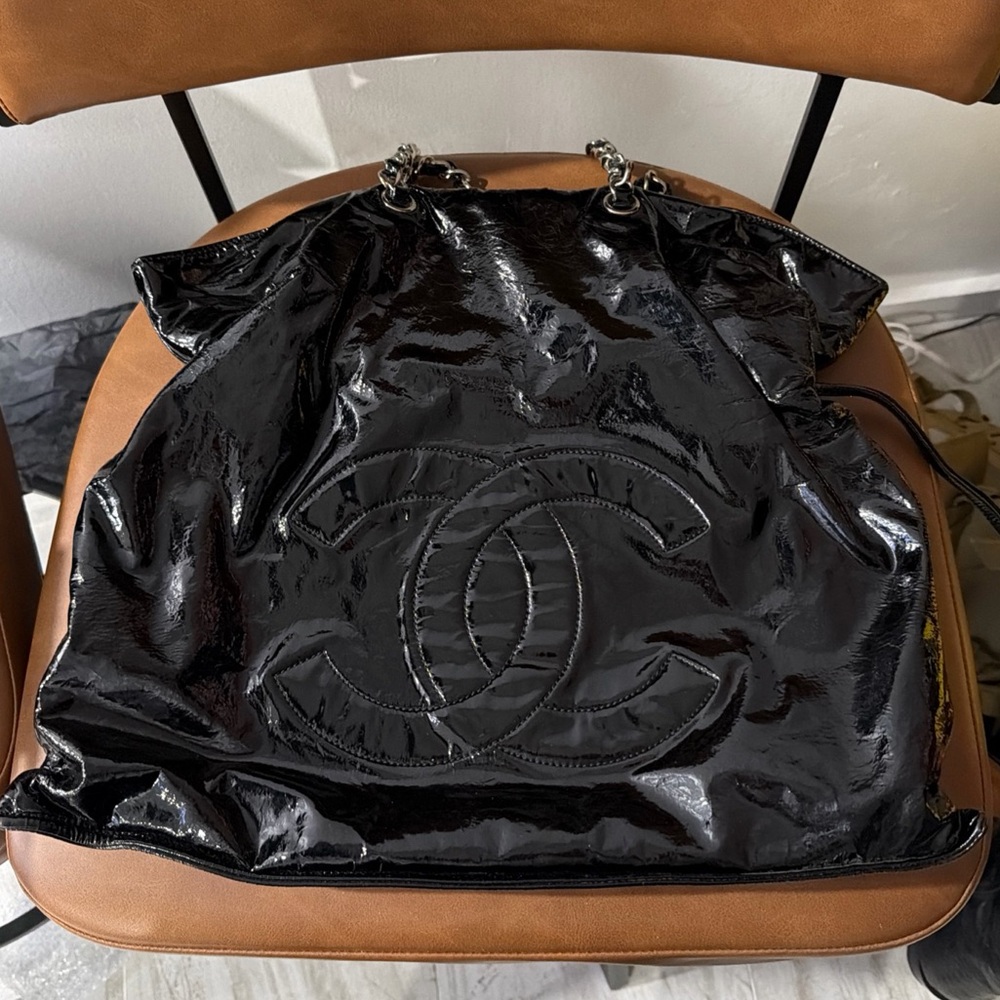 Chanel Black Patent Leather Tote Bag *Authentic*